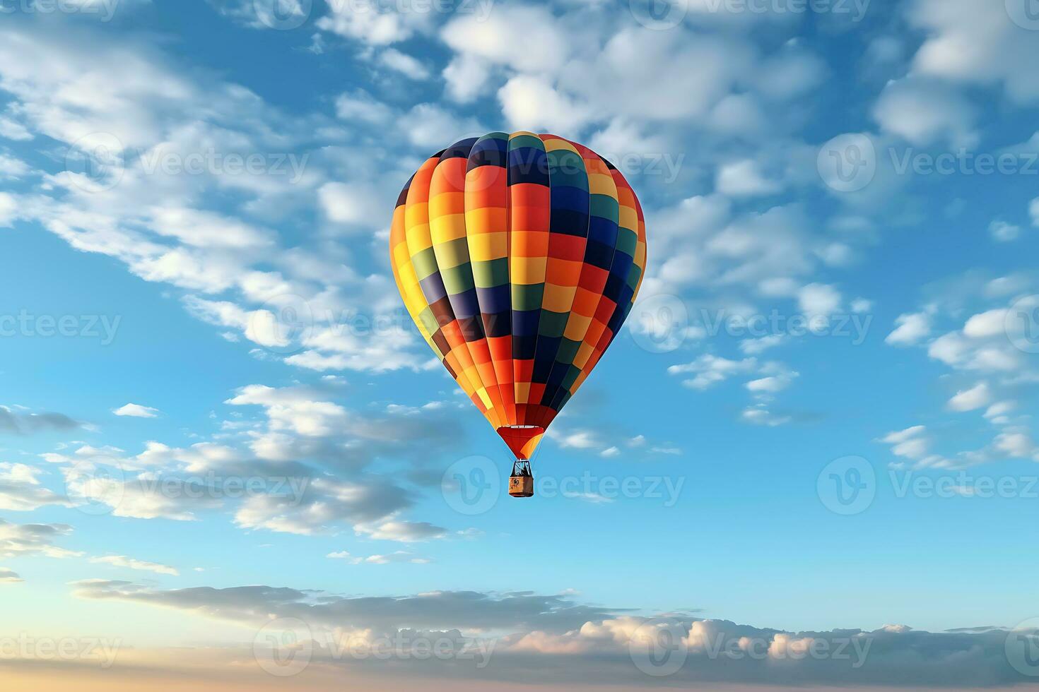 bunt Luft Ballon fliegend im das Himmel, ai generativ foto