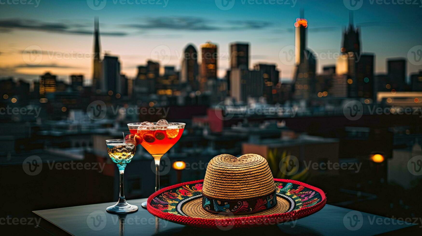 frisch Cocktail mit Sombrero auf das Tabelle ai generativ foto