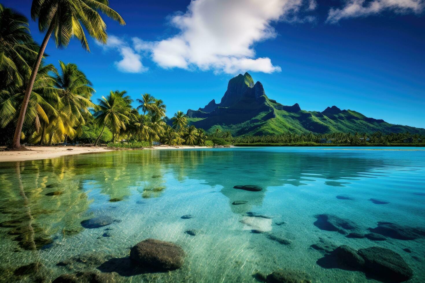 schön Seelandschaft beim Seychellen - - Natur Hintergrund, Bora Bora Landschaft foto