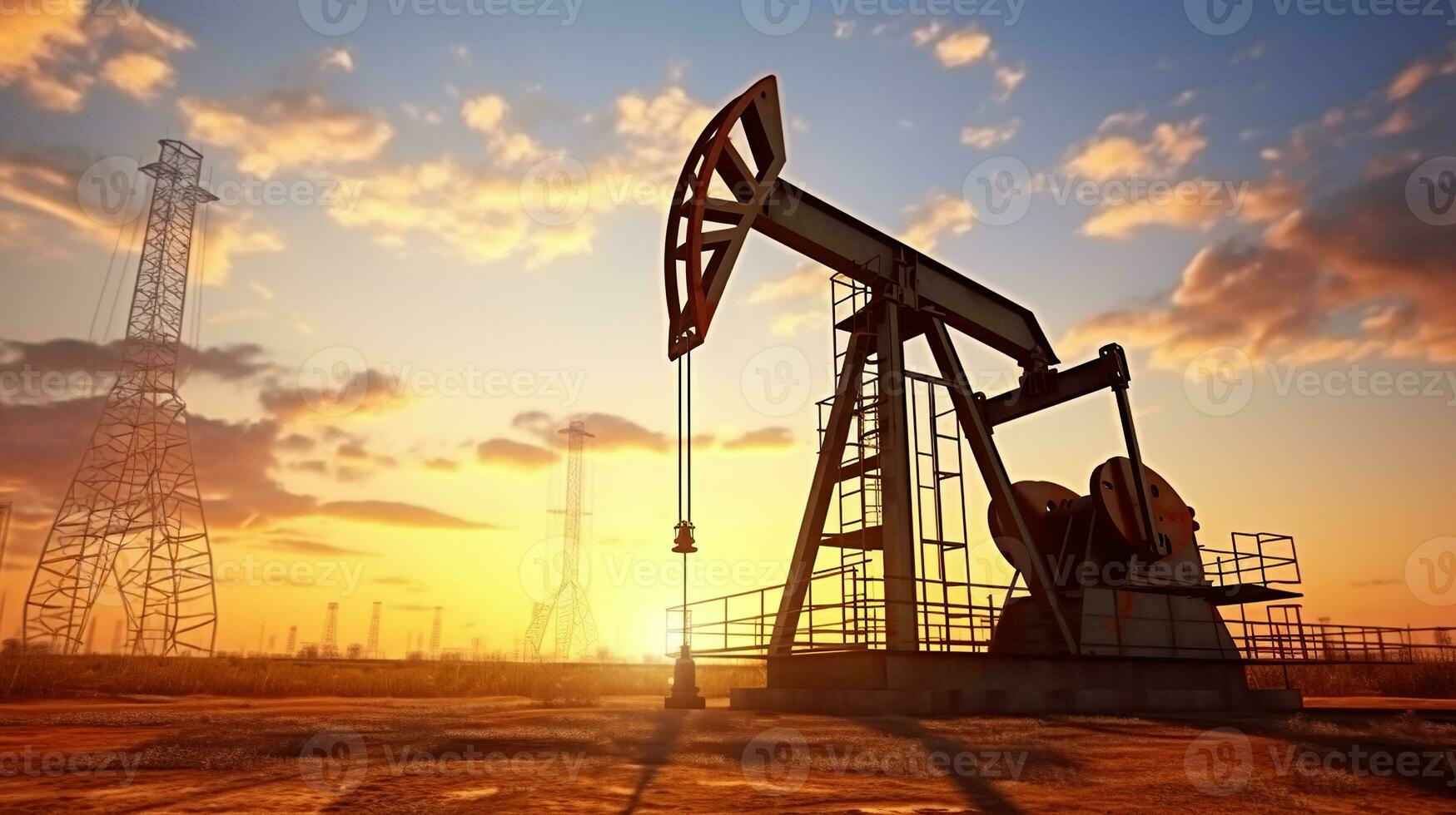 Öl Bohren Bohrtürme beim Wüste Ölfeld zum Fossil Kraftstoffe