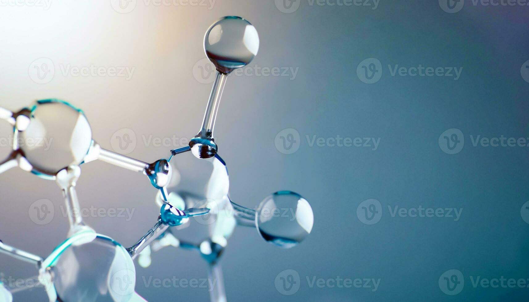 Wissenschaft Hintergrund mit molekulare und Atom Modell. abstrakt molekular Struktur. generativ ai foto