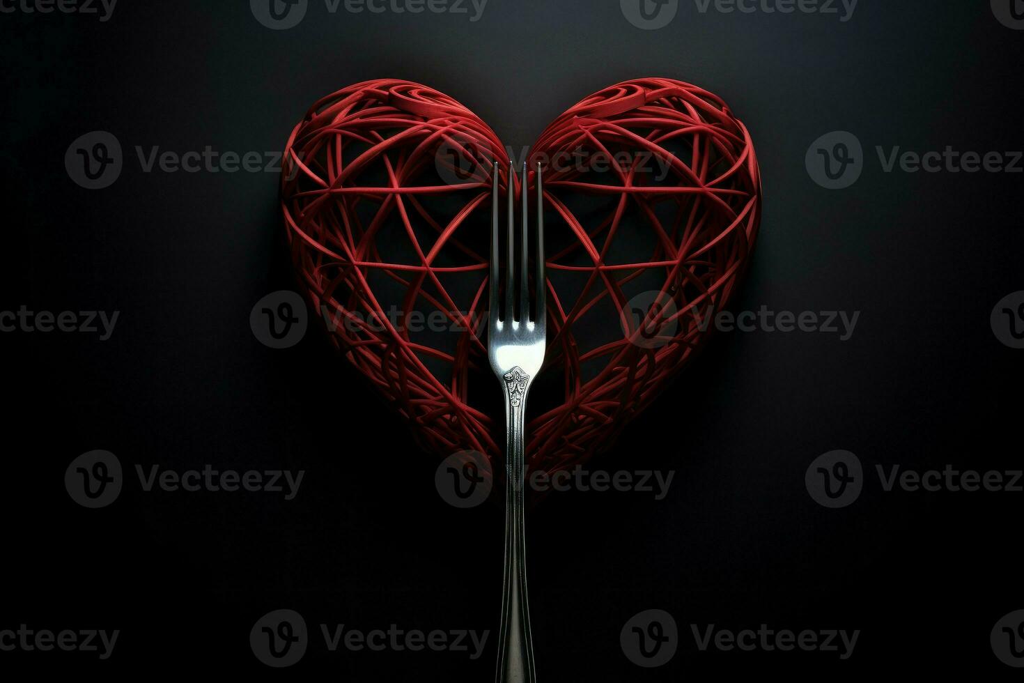Gabeln Herz Valentinstag Gericht. generieren ai foto