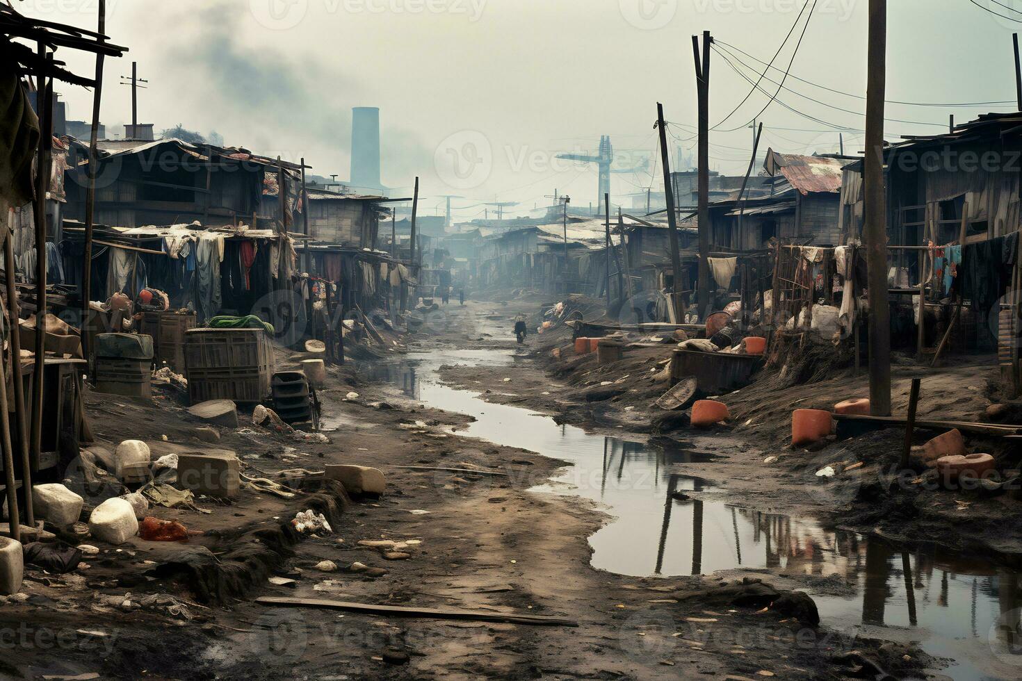 ai generativ Fotos von Slum Siedlungen abbilden wirtschaftlich disparat