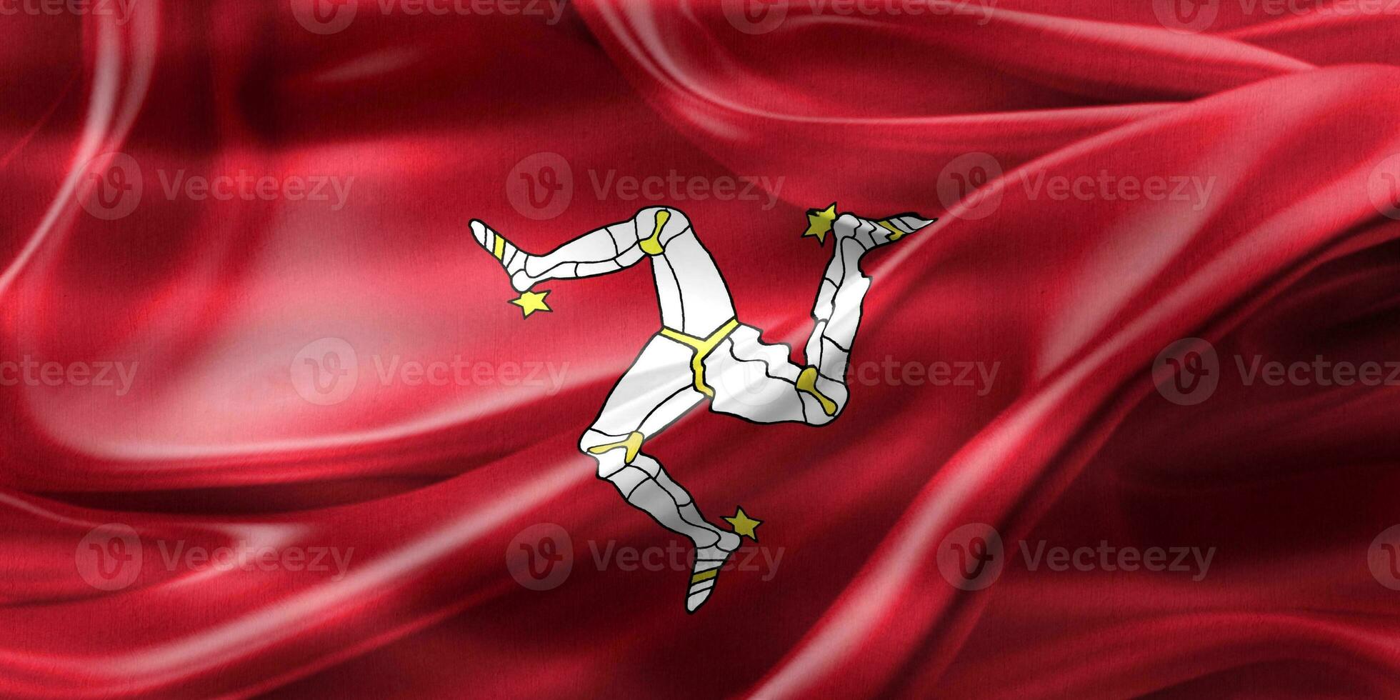 3D-Darstellung einer Isle of Man-Flagge - realistische wehende Stoffflagge foto