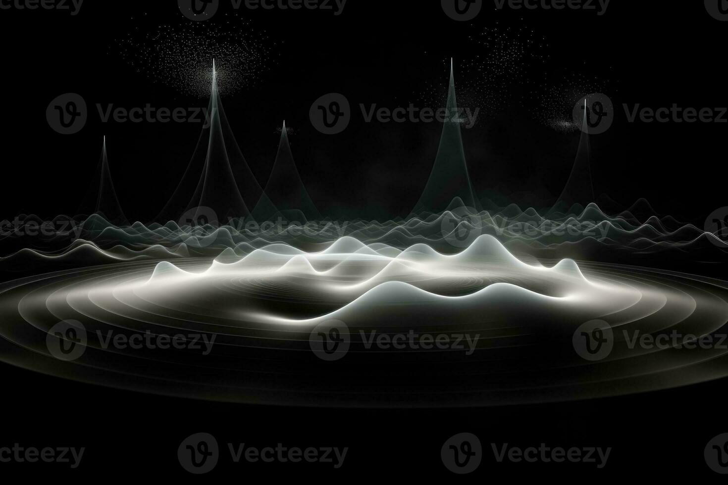 Weiß Klang Wellen erstellen Resonanz strahlen Energie vibrieren und erkennen durch Radar oder Sonar foto