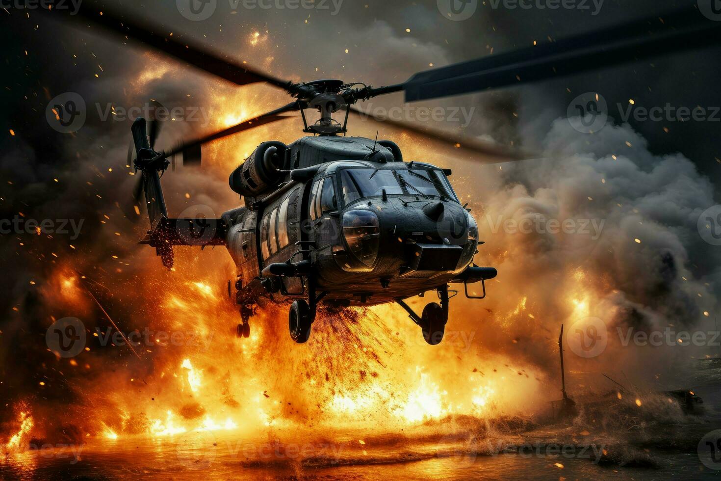 Militär- Hubschrauber Feuer Spritzen. generieren ai foto