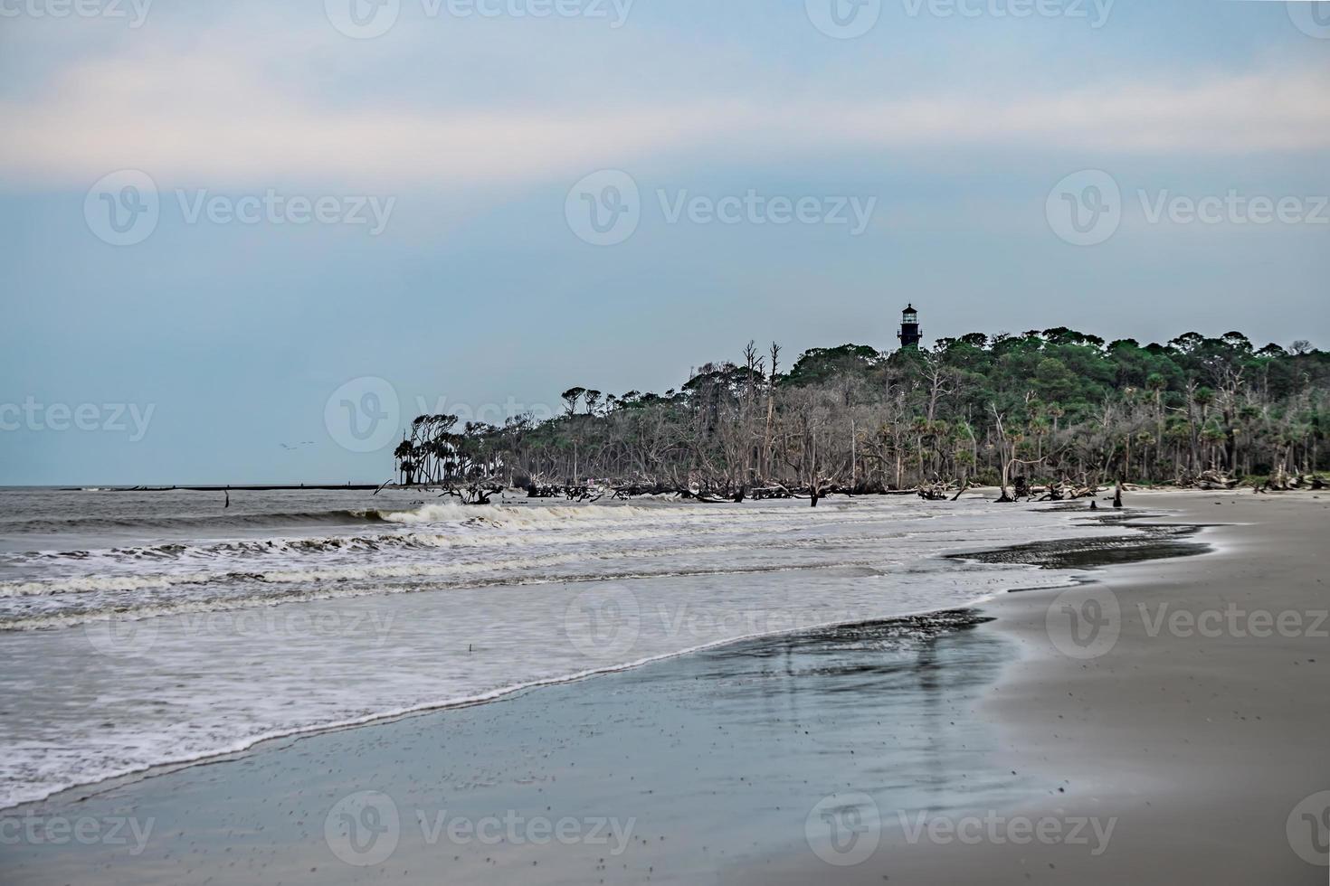 Jagdinselstrand und Leuchtturm in South Carolina foto