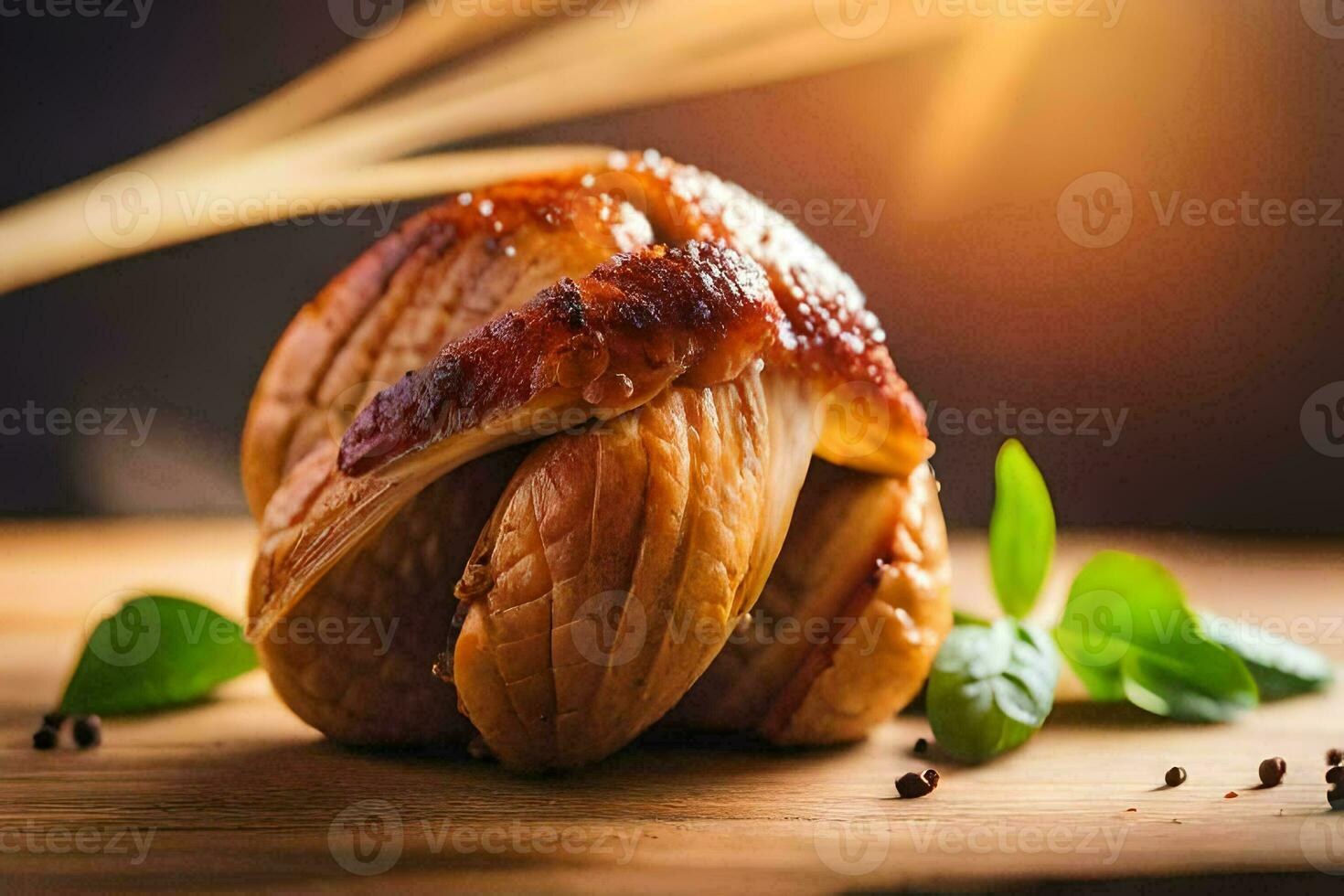 ein Stück von Brot mit Kräuter und Gewürze. KI-generiert foto