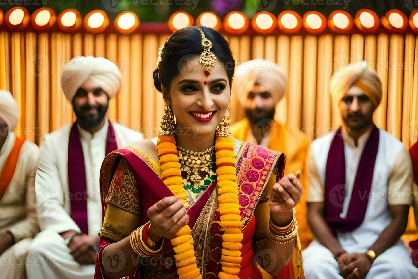 ein schön Braut im traditionell indisch Kleidung. KI-generiert foto