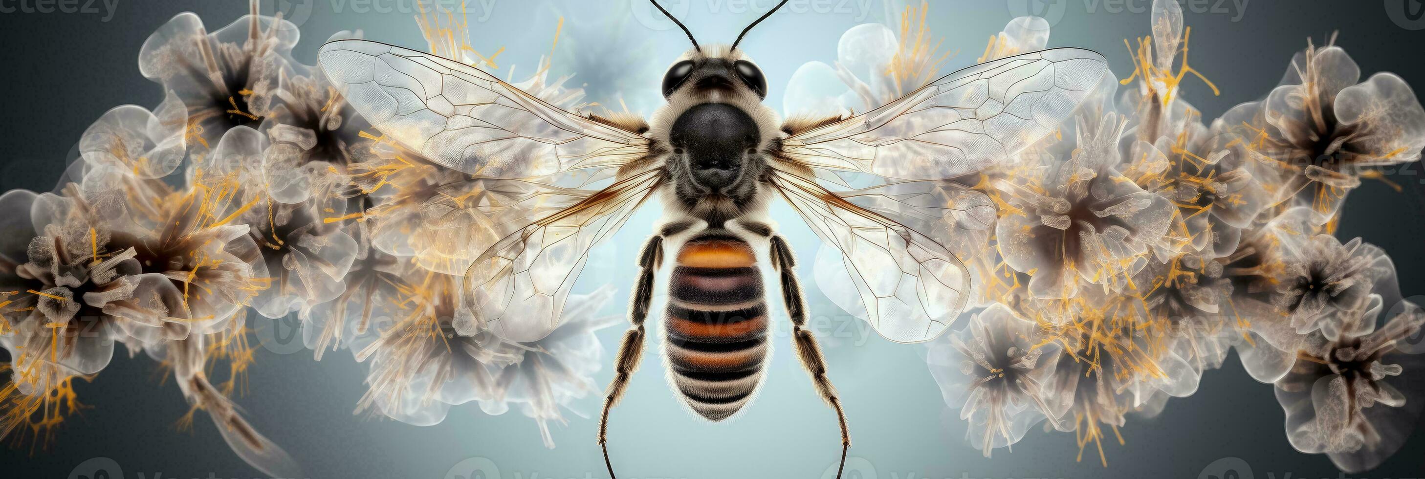 Honigbienen Thorax und Flügel Joint x Strahl Bild Hintergrund mit leeren Raum zum Text foto