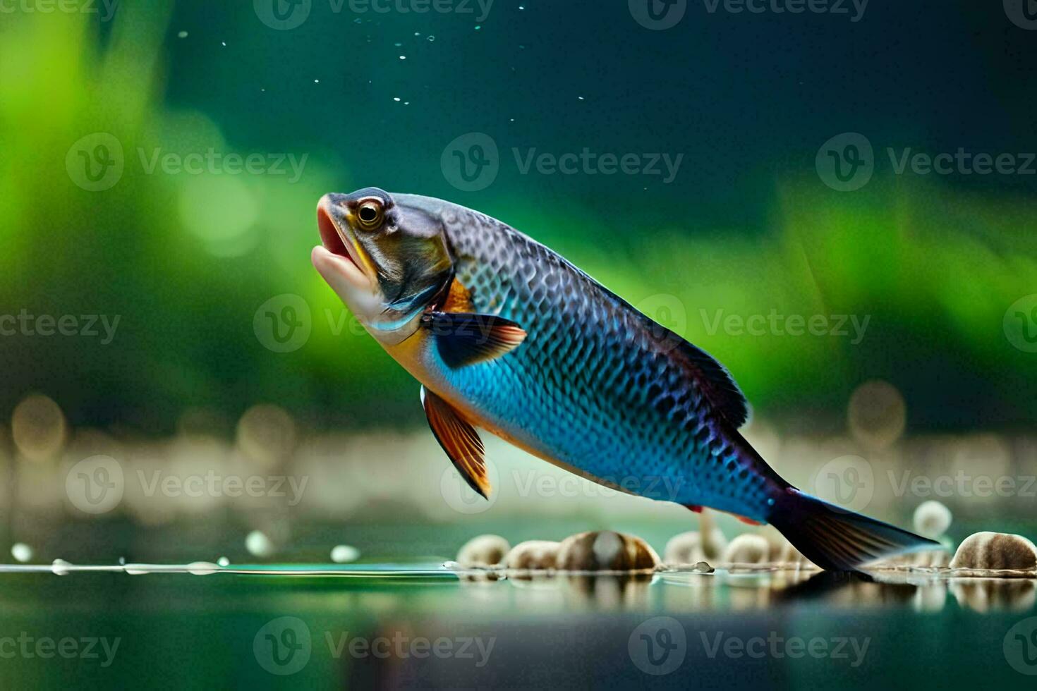 ein Fisch ist Springen aus von das Wasser. KI-generiert foto