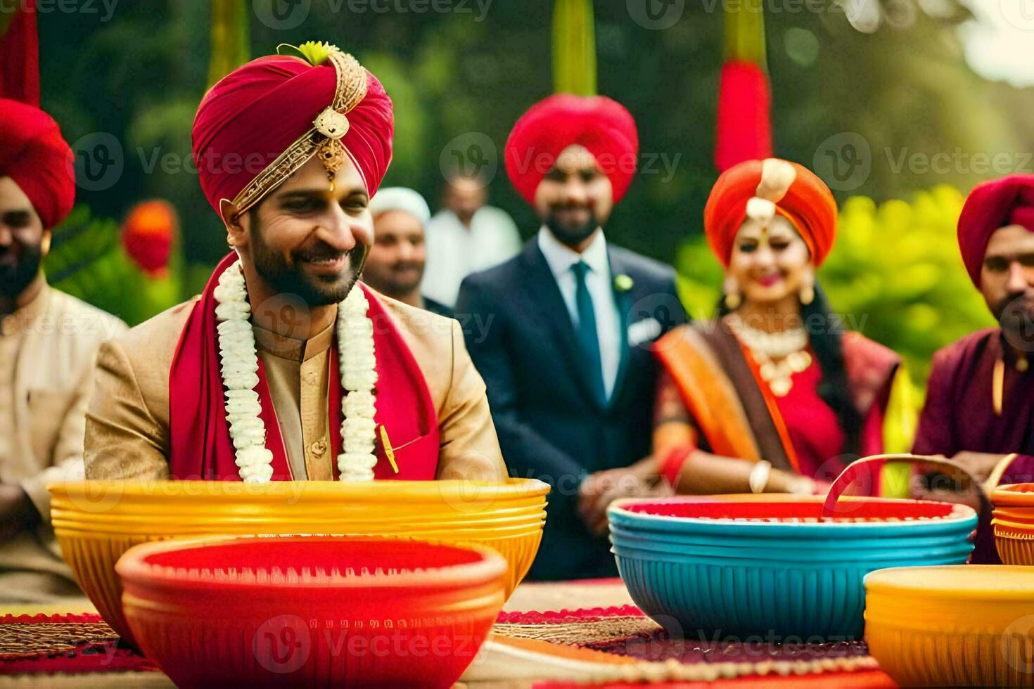 indisch Hochzeit Zeremonie im Delhi. KI-generiert foto