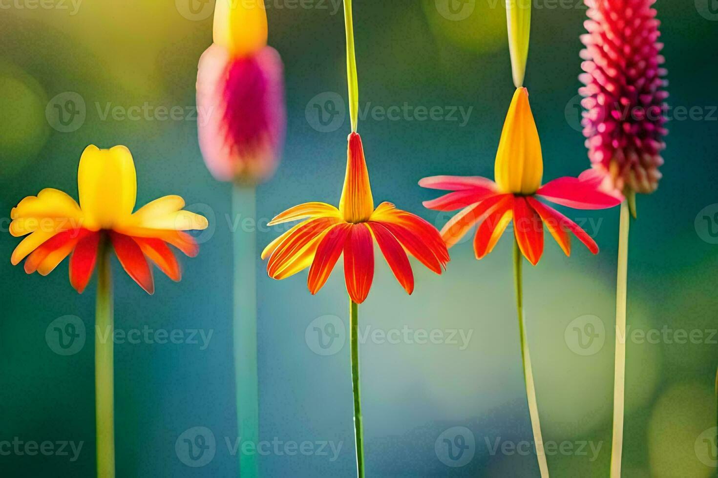 bunt Blumen im das Garten. KI-generiert foto