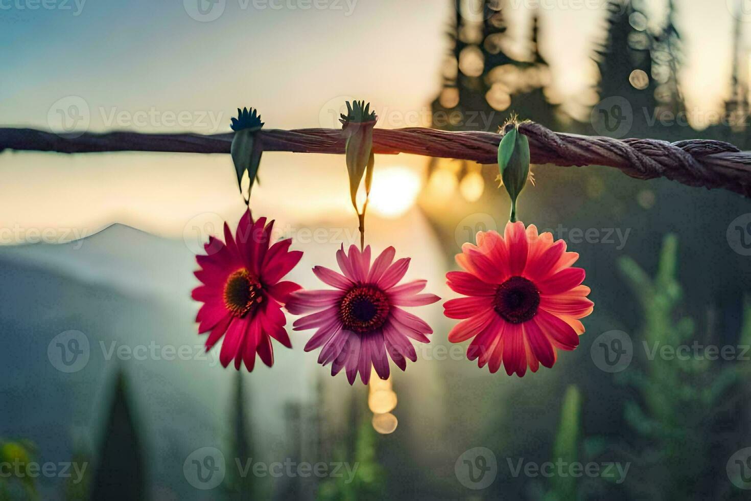 Foto Hintergrund das Himmel, Blumen, das Sonne, Berge, Blumen, das Himmel, Blumen,. KI-generiert