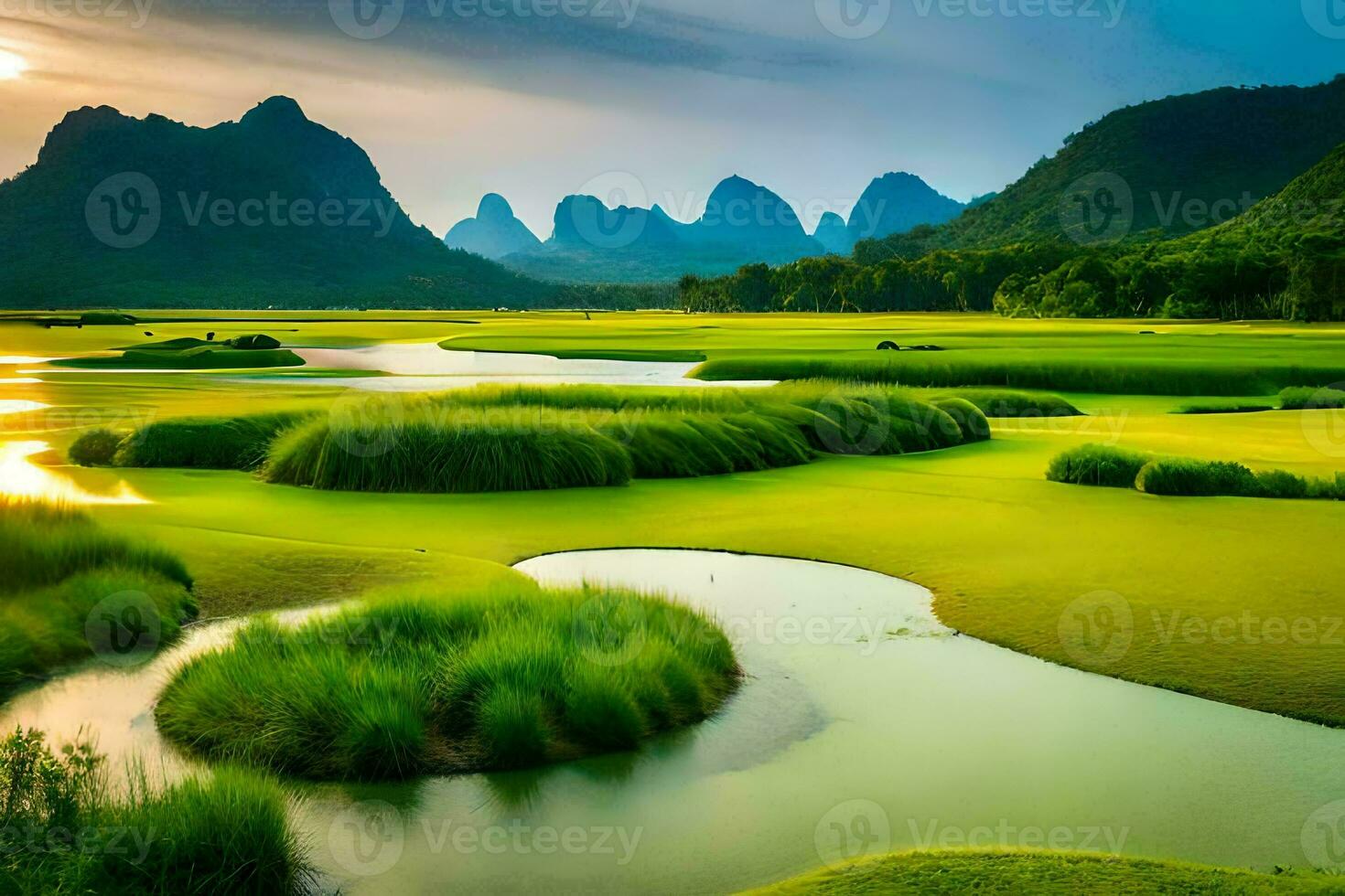 das li Fluss im China. KI-generiert foto