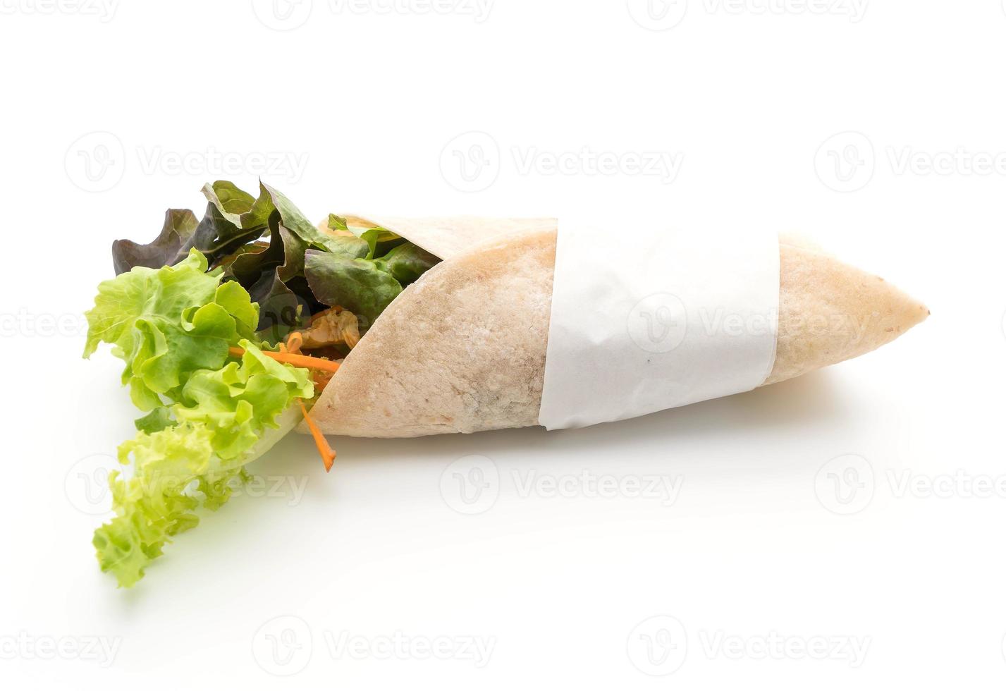 Wrap Salatrolle auf weißem Hintergrund foto