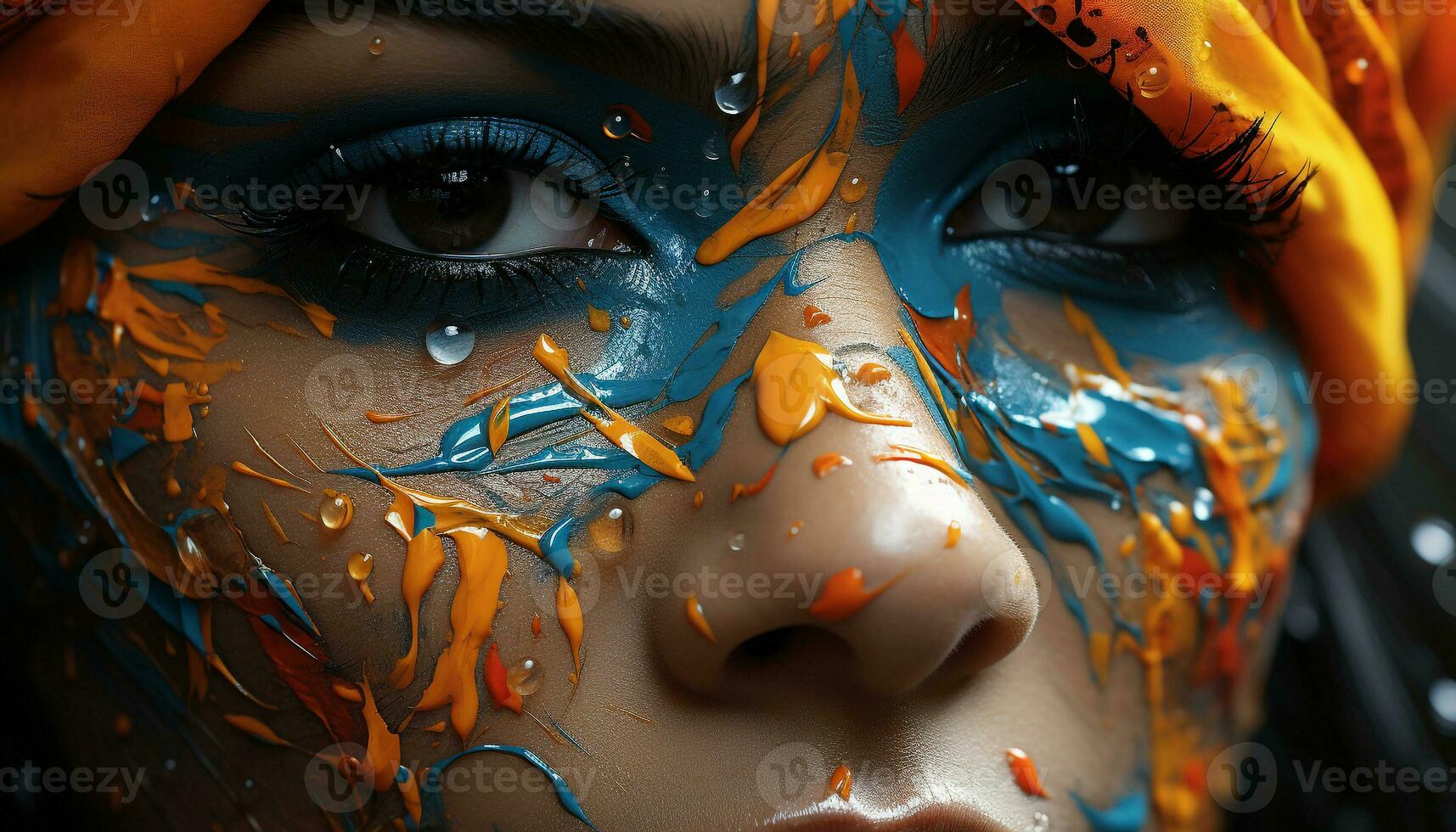 ein schön Porträt von ein jung Frau mit beschwingt Farben generiert durch ai foto