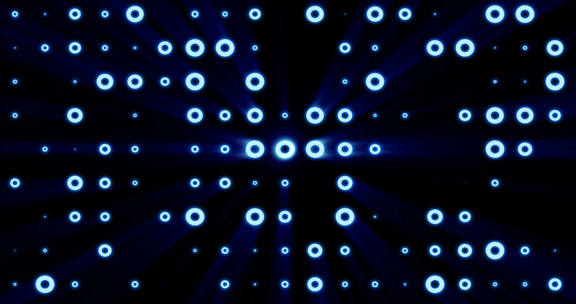 abstrakt Hintergrund von hell Blau glühend Licht Glühbirnen von Kreise und Punkte von Energie Magie Disko Mauer foto