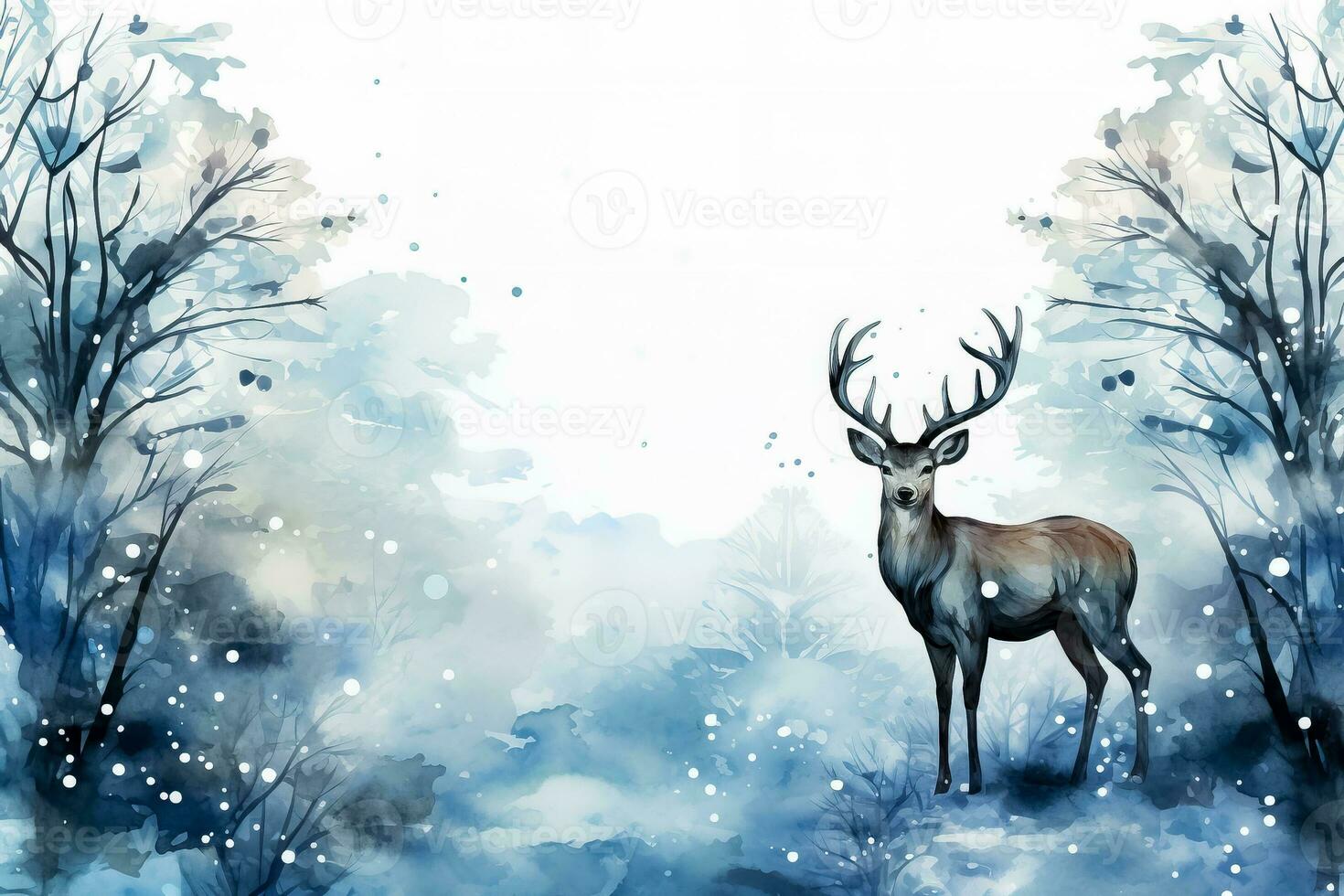 Winter Tierwelt Aquarell Abbildungen Weihnachten thematisch Hintergrund mit leeren Raum zum Text foto