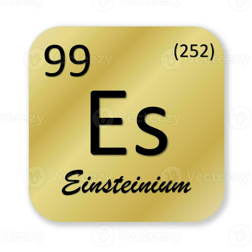 Einsteinium Element isoliert im Weiß Hintergrund foto
