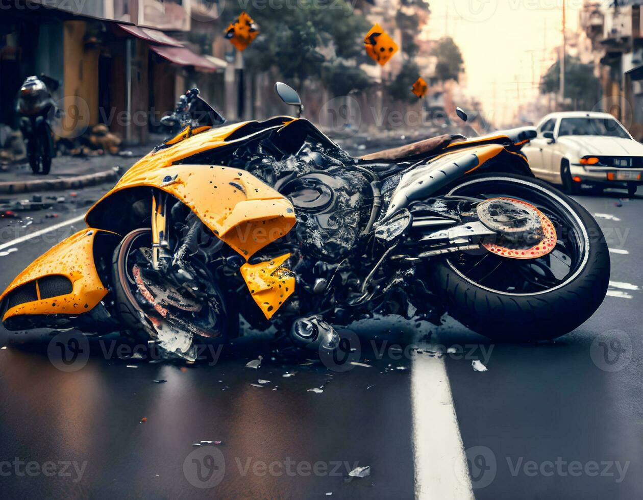 Motorrad Absturz - - generativ ai foto