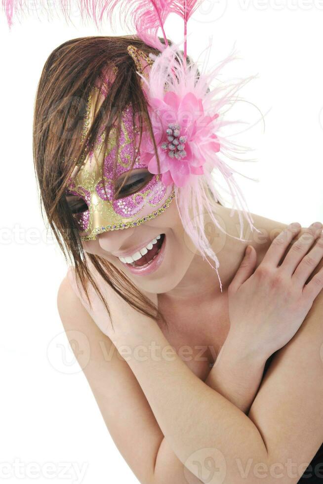 Frau mit Maske, isoliert auf weiss foto