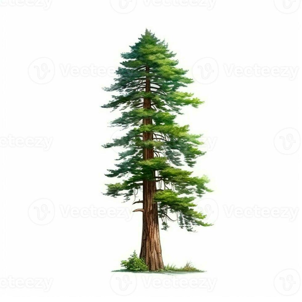 realistisch Grün Mammutbaum höchste Baum im das Welt auf ein Weiß Hintergrund, USA Symbol - - ai generiert Bild foto