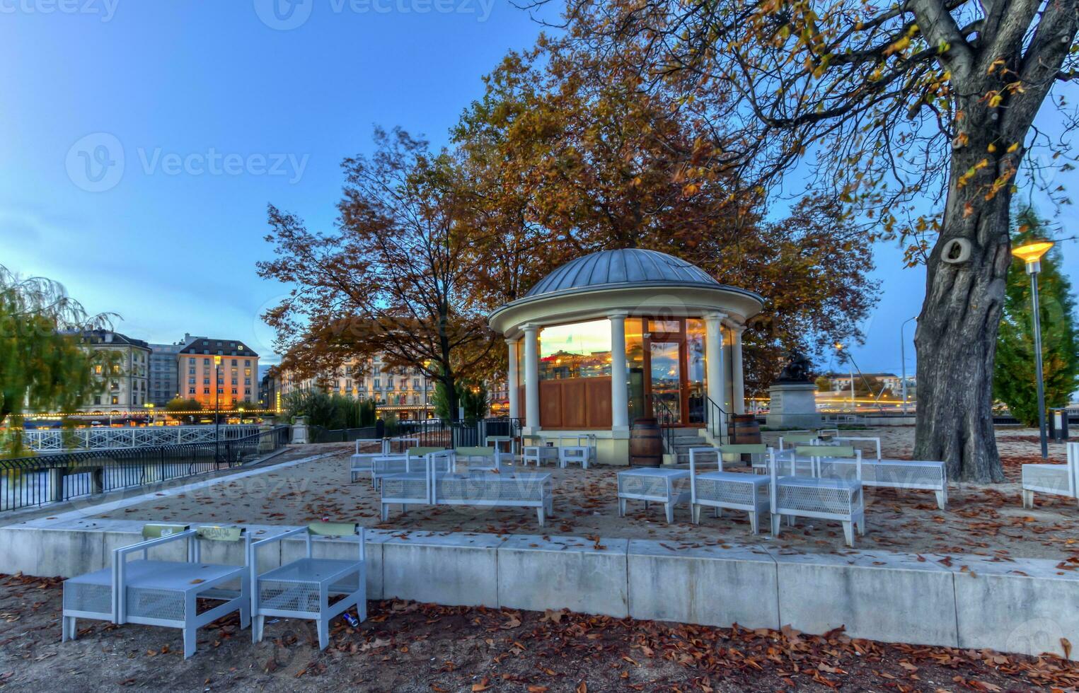 Pavillon der Insel Rousseau, Genf, Schweiz foto