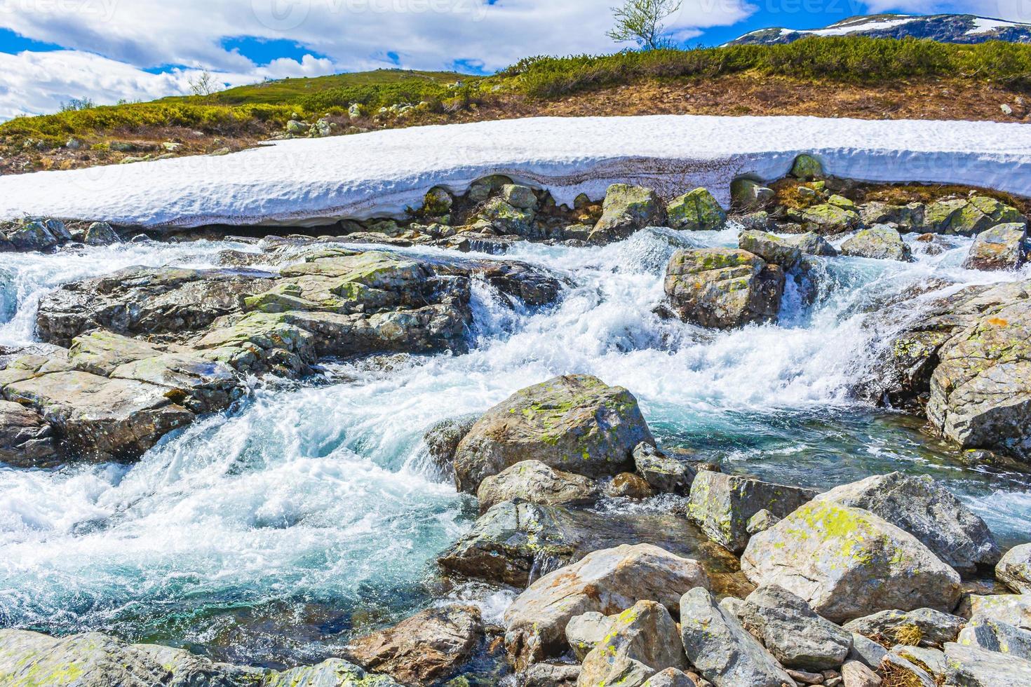 schöner Storebottane-Fluss am Vavatn-See, Hemsedal, Norwegen foto