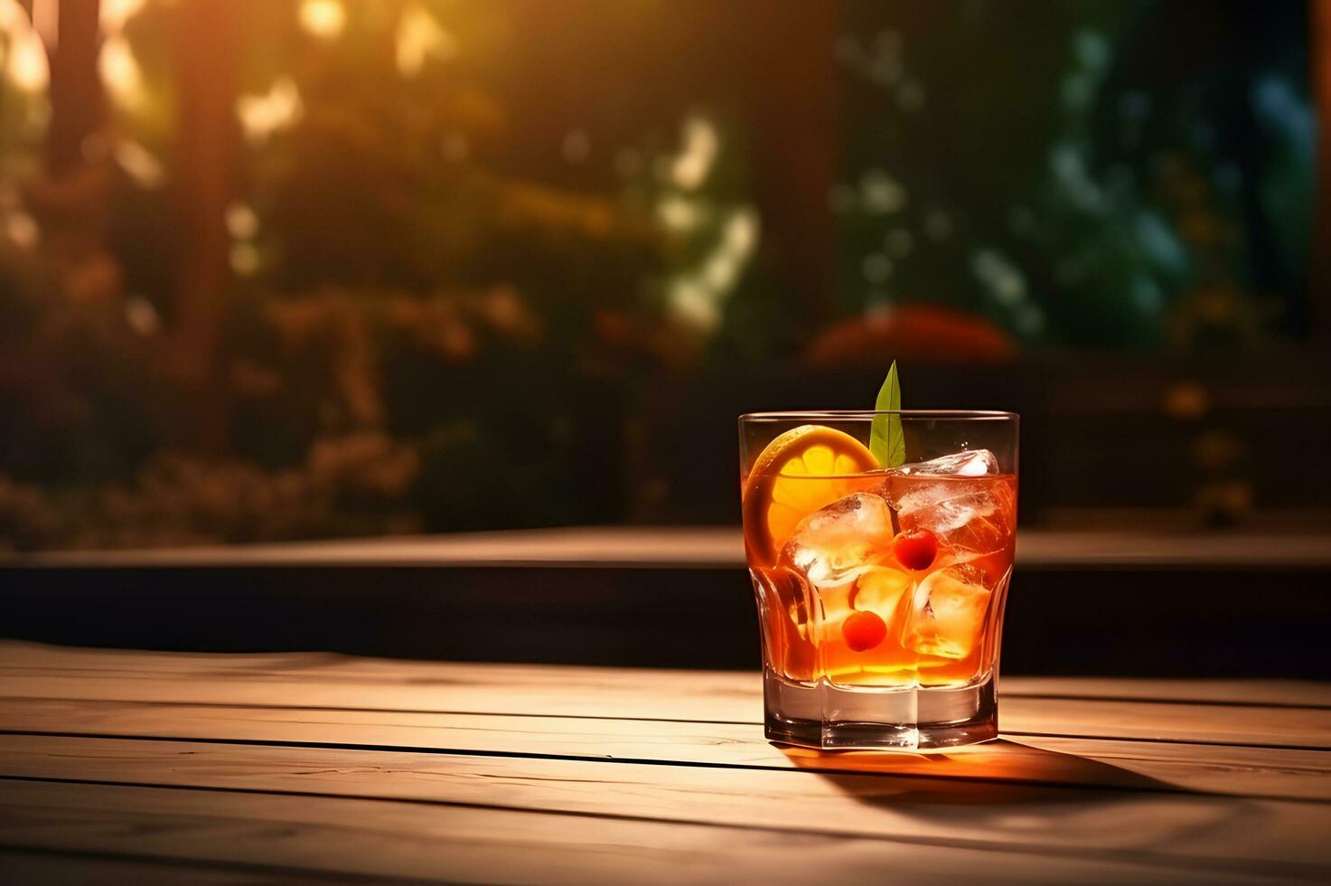 frisch Cocktail Sommer- trinken auf hölzern Tabelle ai generativ foto