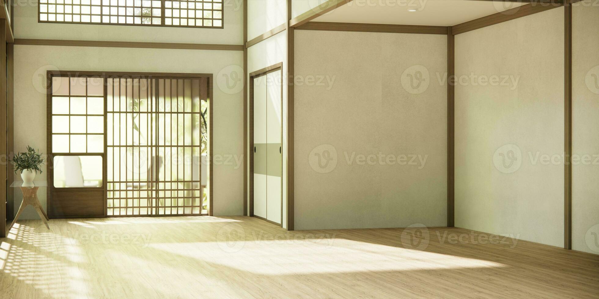 das Flur sauber japanisch minimalistisch Zimmer Innere, 3d Rendern foto