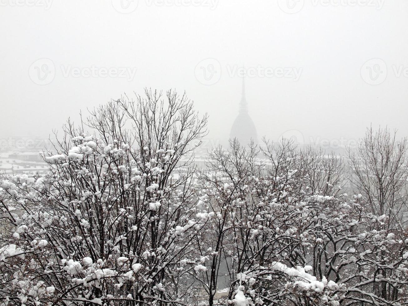 Turin-Ansicht unter Schnee foto
