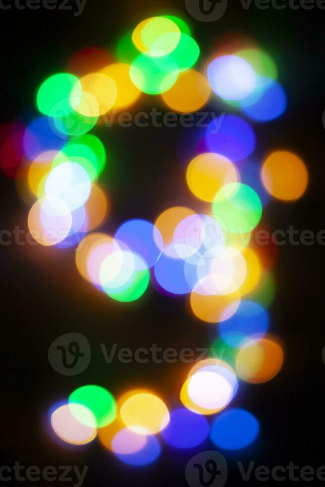 Nummer 9 gemacht mit das Bokeh von Weihnachten Beleuchtung foto