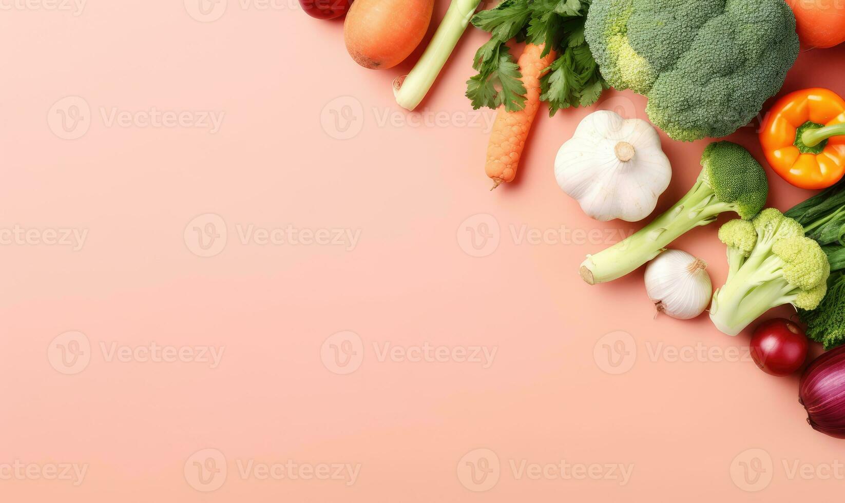 oben Aussicht Gemüse auf Rosa Hintergrund. erstellt durch ai Werkzeuge foto