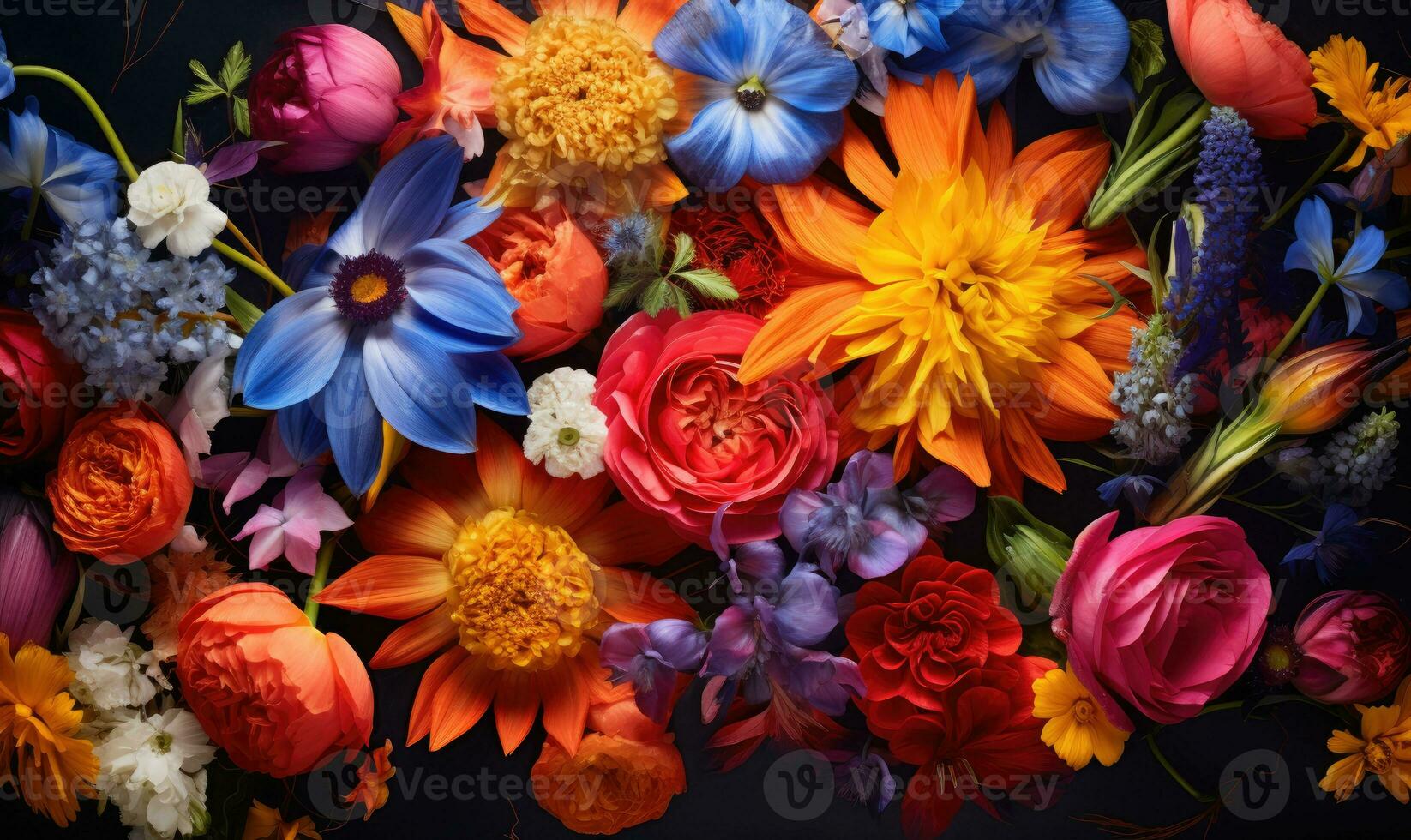 Nahansicht von beschwingt Wildblumen im voll blühen. erstellt mit ai foto