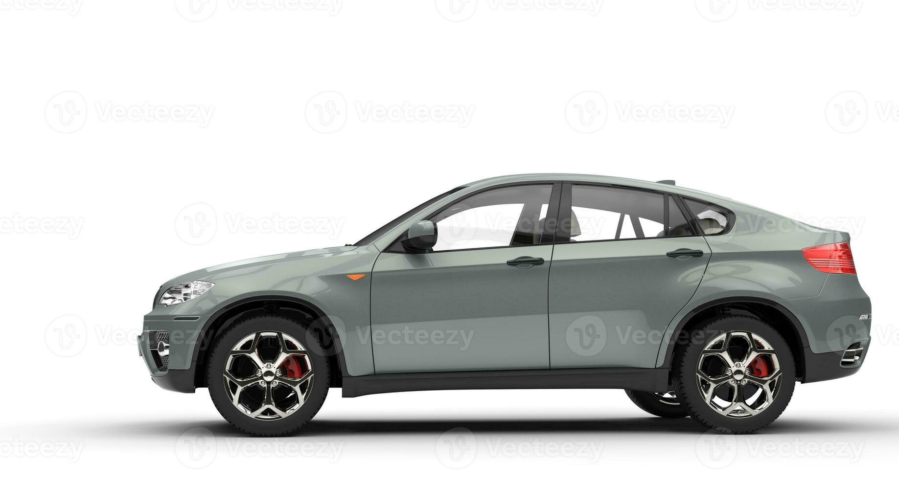 metallisch grau modern suv Auto - - Seite Aussicht - - auf Weiß Hintergrund foto