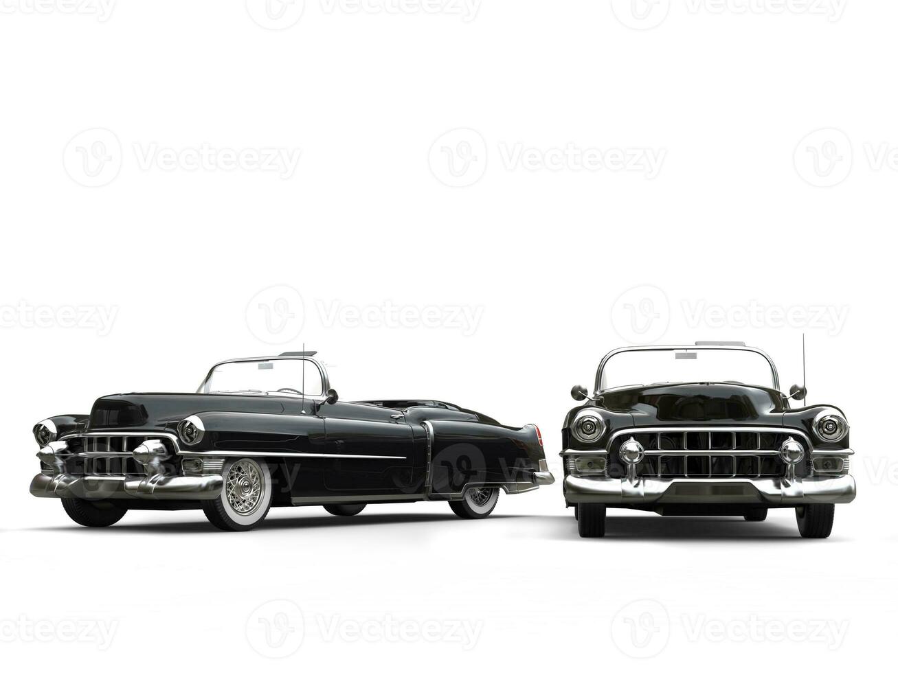 zwei genial schwarz Jahrgang Autos - - Studio Beleuchtung Schuss foto