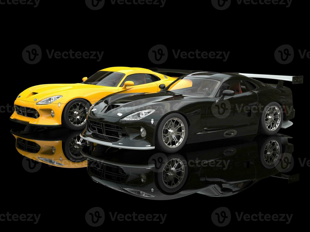 modern Sport Autos - - schwarz und Gelb - - 3d Illustration foto