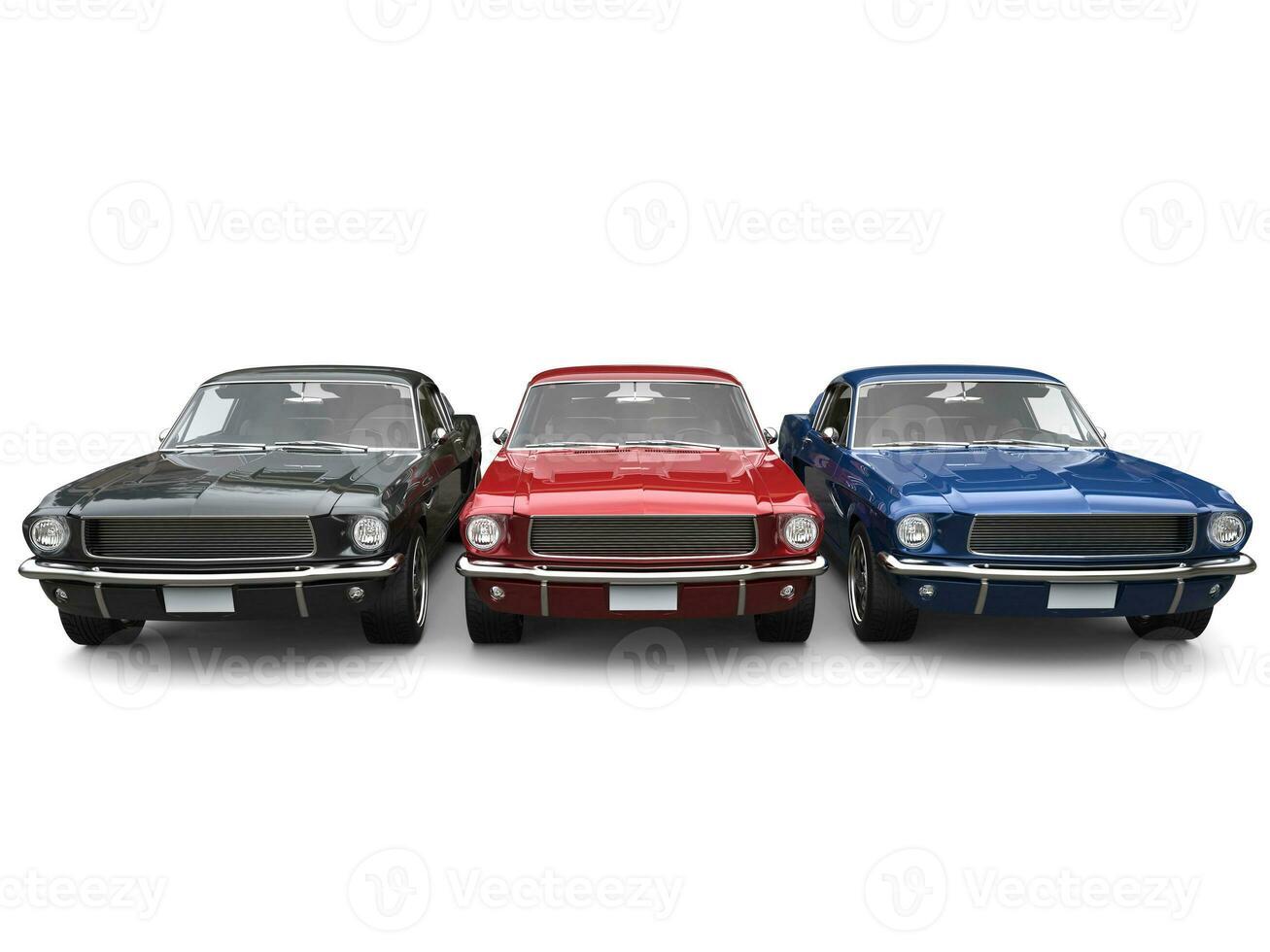 schön restauriert Jahrgang amerikanisch Muskel Autos - - Blau, rot und schwarz foto