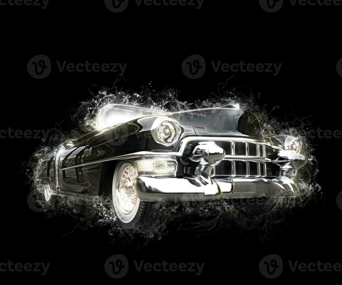 Jahrgang mächtig schwarz Auto - - 3d Illustration foto