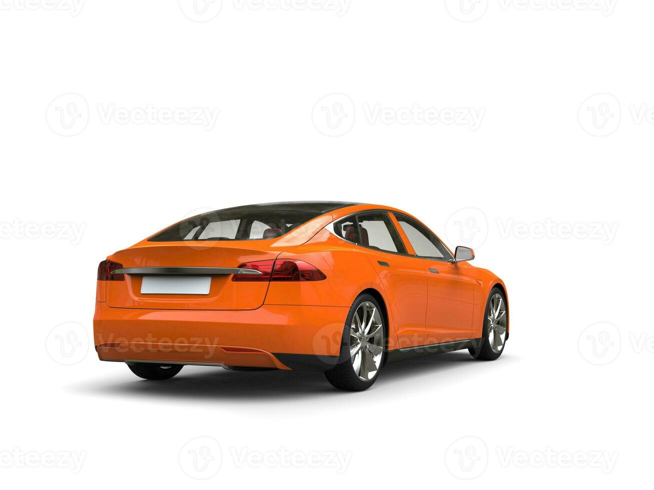 frisch Orange modern elektrisch Sport Auto - - zurück Aussicht foto