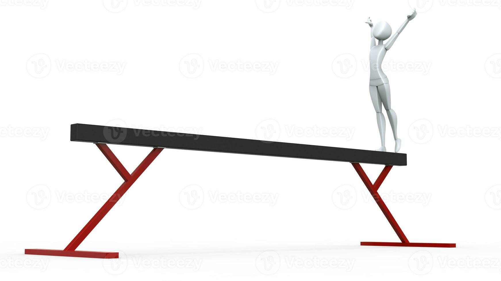 Mädchen Turner auf ein Balance Strahl - - niedrig Winkel Schuss - - 3d Illustration foto