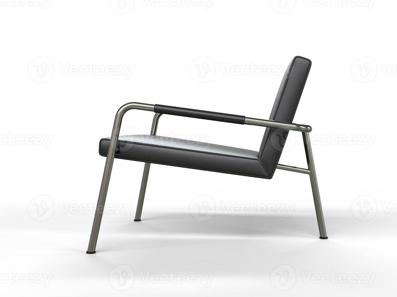 schwarz Leder Stuhl - - Seite Aussicht foto