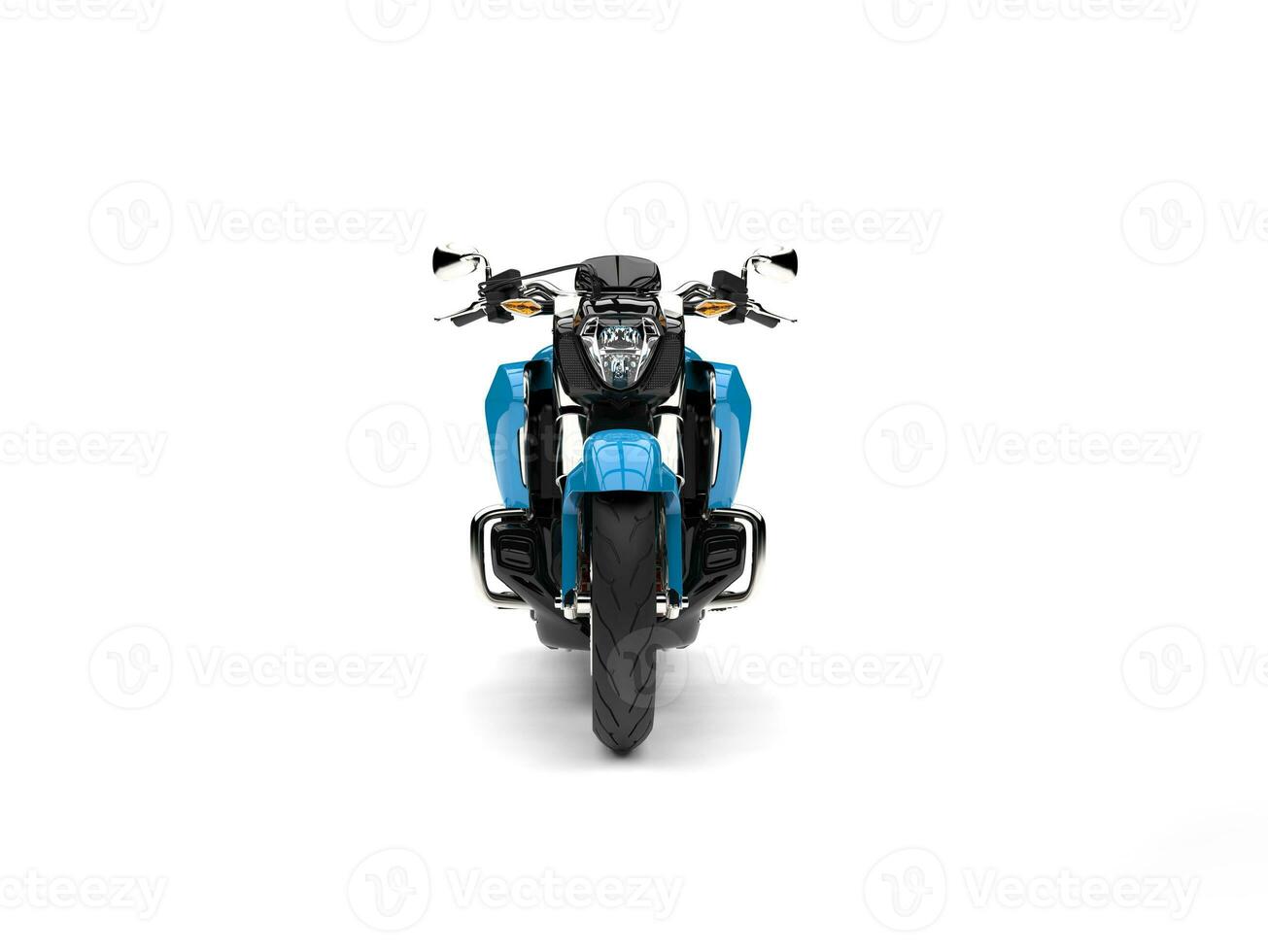 mächtig modern Blau Hubschrauber Motorrad - - Vorderseite Aussicht foto