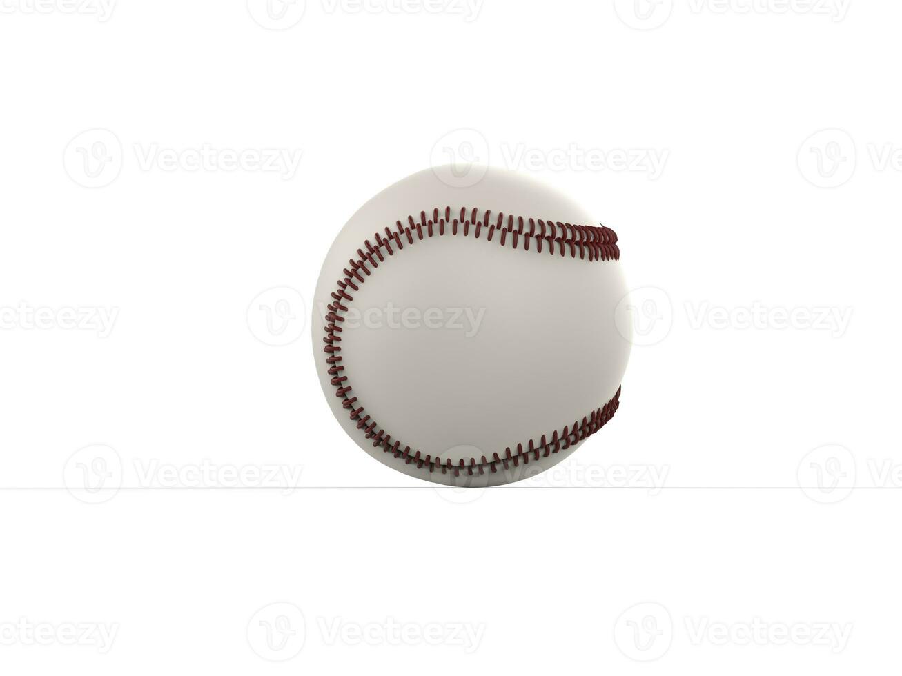 Baseball mit dunkel rot Stiche - - Seite Aussicht - - isoliert auf Weiß Hintergrund foto