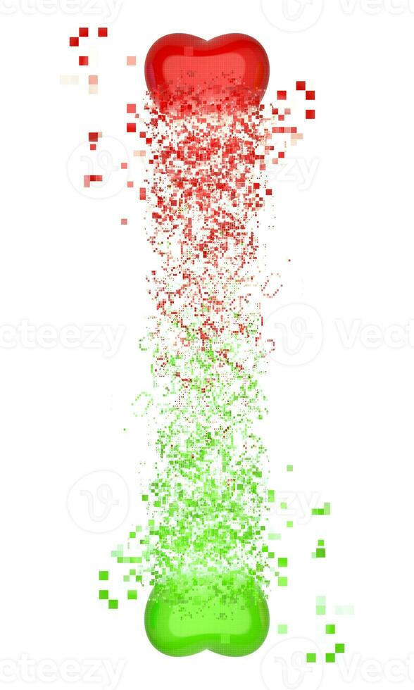 rot und Grün Herzen Pixel Explosion foto