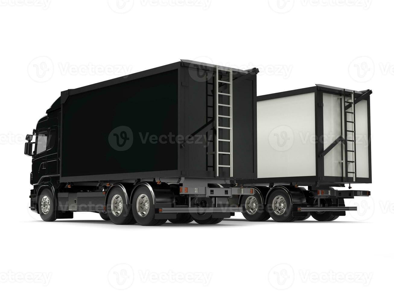 schwarz und Weiß modern schwer Transport Lastwagen - - Schwanz Aussicht foto