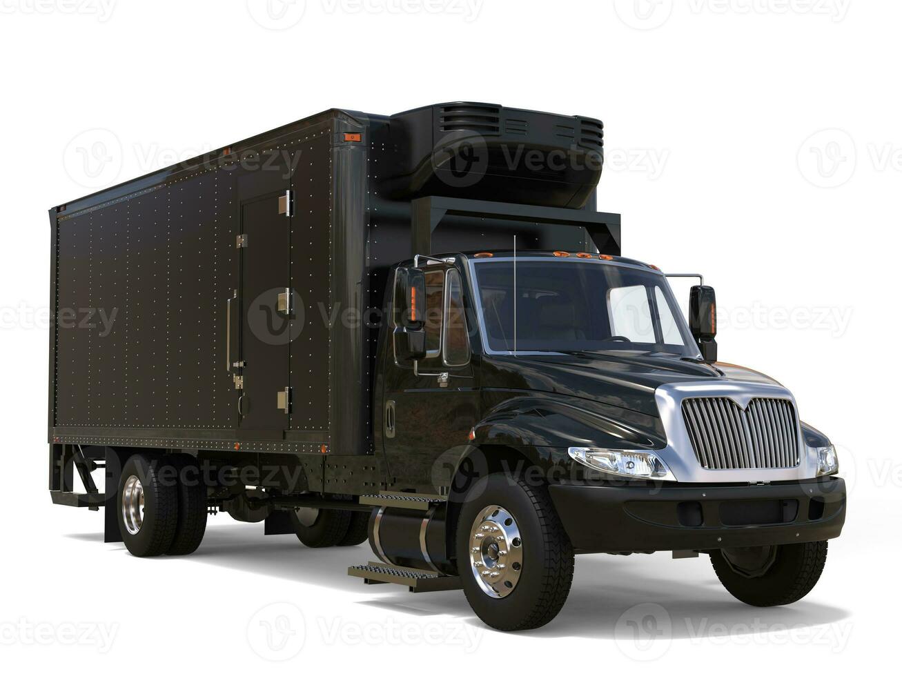 schwarz Kühlschrank LKW mit schwarz Anhänger Einheit foto