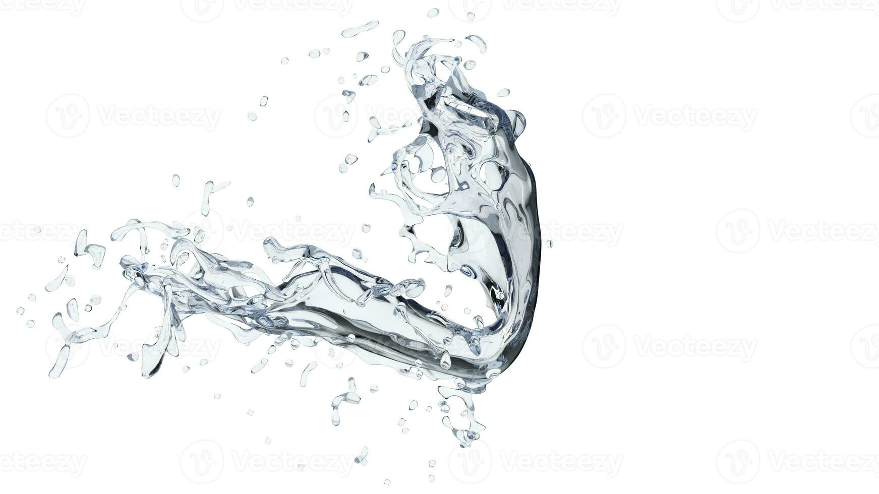 sauber Wasser gebogen wirbelte herum Spritzen foto