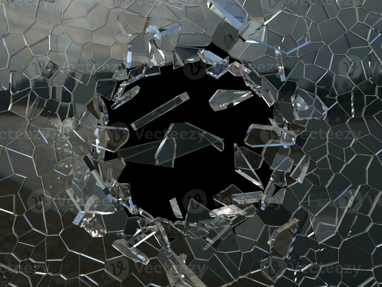 Fenster Glas zerschlagen zu Hunderte von Stücke foto